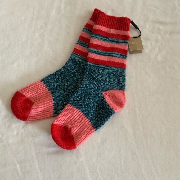 BURBERRY Cashmere Wool Unisex Patchwork Socks - Picture 1 of 11